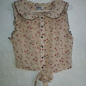 Button Down Cherry Blouse